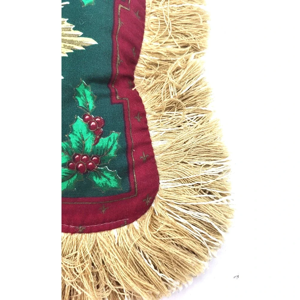 Vintage Christmas Angel Decorative Pillow Thick Gold Fringe 9